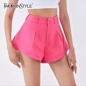 TWOTWINSTYLE | Women’s Casual High Waist Sexy Shorts | Large | Pink | NWT